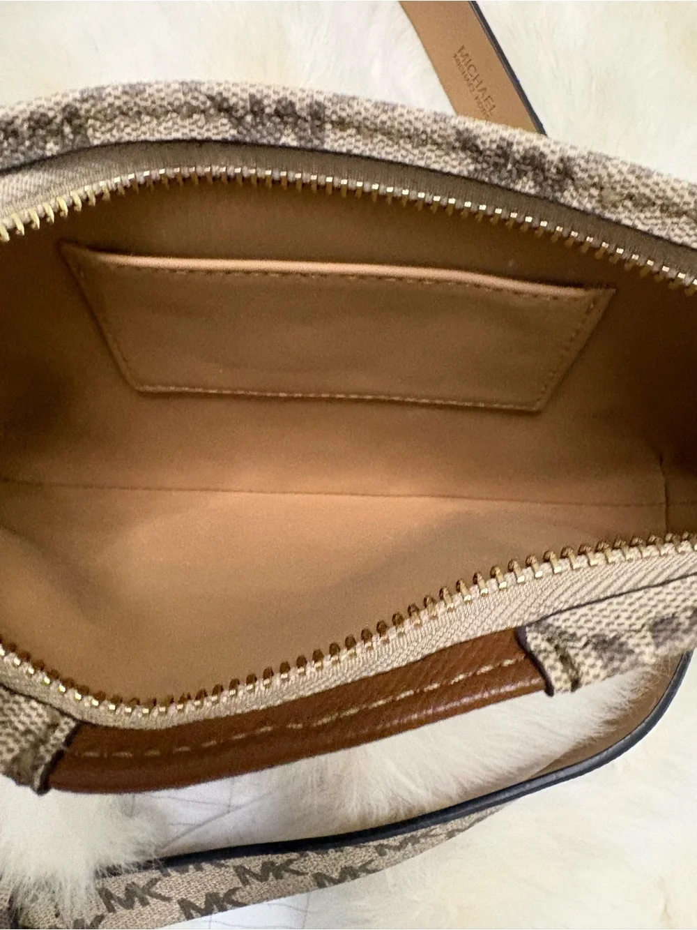 Michael Kors Beige Brown Signature Crossbody Belt Bag